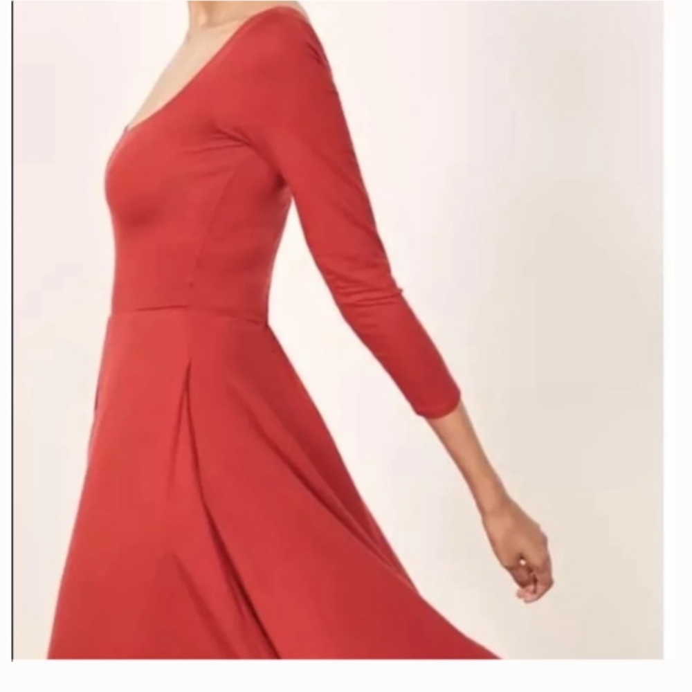 NWT Reformation Red Lou Midi Dress Size S - Picture 3 of 8